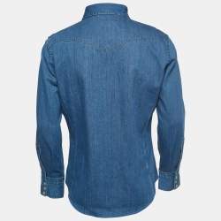 Pre Owned Tom Ford Blue Denim Button Front Full Sleeve Shirt L