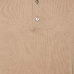 Pre Owned Tom Ford Light Brown Cotton Knit Polo T-Shirt 3XL
