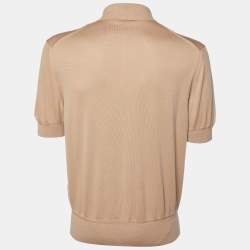 Pre Owned Tom Ford Light Brown Cotton Knit Polo T-Shirt 3XL