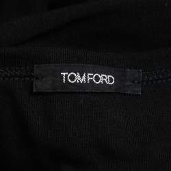 Pre Owned Tom Ford Black Cotton Buttoned Crew Neck Full Sleeve T-Shirt M