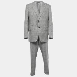 Tom Ford Charcoal Grey Checked Wool Single Breasted Blazer & Pant Suit 3XL