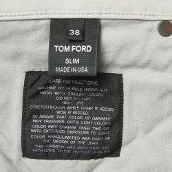 Pre Owned Tom Ford Grey Denim Buttoned Slim Fit Jeans XXL Waist 38"