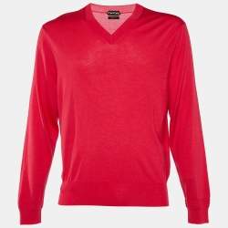 Pre Owned Tom Ford Pink Cashmere & Silk V-Neck Sweater XL