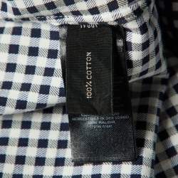 Pre Owned Tom Ford Navy Blue Checkered Cotton Button Front Shirt M