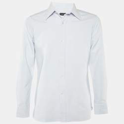Pre Owned Tom Ford Blue Cotton Button Front Shirt L