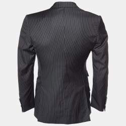 Tom Ford Black Pinstriped Wool Button Front Blazer S