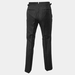 Tom Ford Black Pinstriped Wool Regular Fit Trousers S