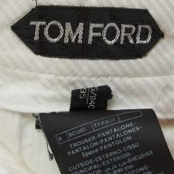 Pre Owned Tom Ford White Cotton Straight Fit Trousers M