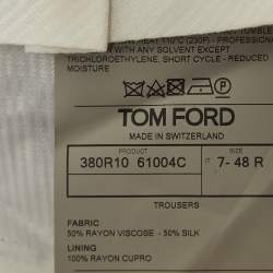 Tom Ford Blue Chambray Silk Blend Straight Fit Trousers M