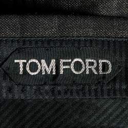 Tom Ford Dark Brown Checked Wool Regular Fit Tailored Trousers M