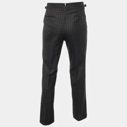 Tom Ford Dark Brown Checked Wool Regular Fit Tailored Trousers M