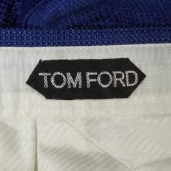Tom Ford Blue Texture Silk & Cotton Tailored Pants M