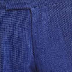 Tom Ford Blue Texture Silk & Cotton Tailored Pants M