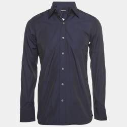 Pre Owned Tom Ford Navy Blue Cotton Long Sleeve Shirt M