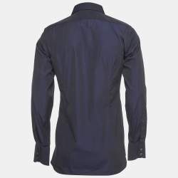 Pre Owned Tom Ford Navy Blue Cotton Long Sleeve Shirt M