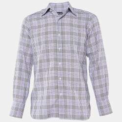 Pre Owned Tom Ford Purple Plaid Checked Cotton Long Sleeve Shirt M