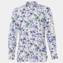 Pre Owned Tom Ford Purple Floral Print Cotton Long Sleeve Shirt M