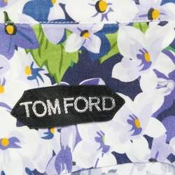 Pre Owned Tom Ford Purple Floral Print Cotton Long Sleeve Shirt M