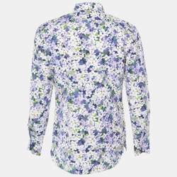 Pre Owned Tom Ford Purple Floral Print Cotton Long Sleeve Shirt M