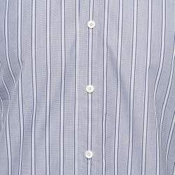 Pre Owned Tom Ford Navy Blue Striped Cotton Long Sleeve Shirt M