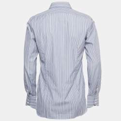 Pre Owned Tom Ford Navy Blue Striped Cotton Long Sleeve Shirt M
