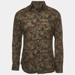 Pre Owned Tom Ford Green Camouflage Print Cotton Long Sleeve Shirt M