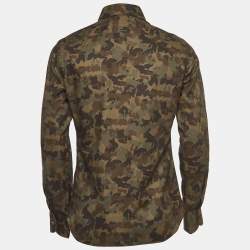 Pre Owned Tom Ford Green Camouflage Print Cotton Long Sleeve Shirt M