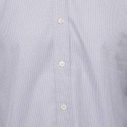 Tom Ford Lavender/White Textured Cotton Long Sleeve Shirt M