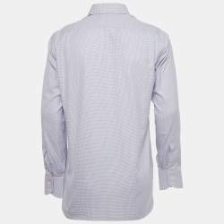 Tom Ford Lavender/White Textured Cotton Long Sleeve Shirt M