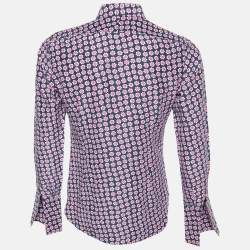 Pre Owned Tom Ford Black/Pink Floral Print Cotton & Silk Long Sleeve Shirt S