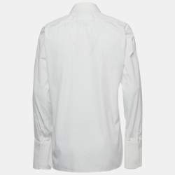 Pre Owned Tom Ford White Cotton Textured Paneled Long Sleeve Shirt M