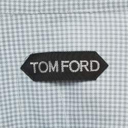 Pre Owned Tom Ford Grey Pin Checked Cotton Button Down Shirt M