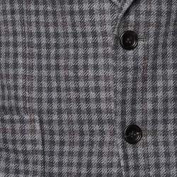Tom Ford Grey Checked Wool & Silk Shelton Single Breasted Blazer M