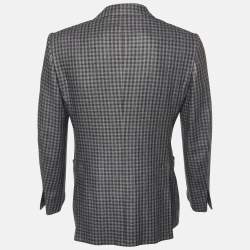 Tom Ford Grey Checked Wool & Silk Shelton Single Breasted Blazer M