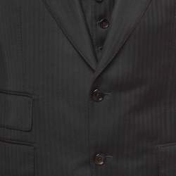 Tom Ford Black Pinstripe Wool Single Breasted 3 Piece Suit XL