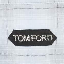 Pre Owned Tom Ford Blue Checked Cotton Flap Pocket Detail Shirt XXXL