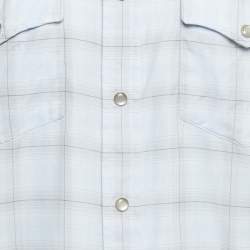 Pre Owned Tom Ford Blue Checked Cotton Flap Pocket Detail Shirt XXXL