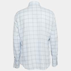 Pre Owned Tom Ford Blue Checked Cotton Flap Pocket Detail Shirt XXXL