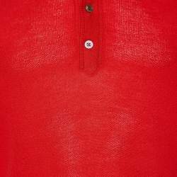Tom Ford Red Cotton Knit Polo T-Shirt L