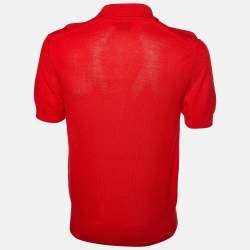 Pre Owned Tom Ford Red Cotton Knit Polo T-Shirt L