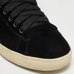 Tom Ford Navy Blue Velvet Russell High Top Sneakers Size 42