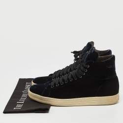 Tom Ford Navy Blue Velvet Russell High Top Sneakers Size 42