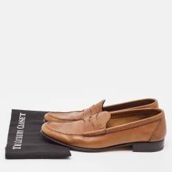Tom Ford Brown Leather Penny Loafers Size 44