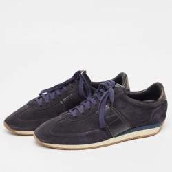 Tom Ford Navy Blue Suede and Leather Oxford Sneakers  Size 43