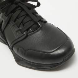 Tom Ford Black Leather and Neoprene Jago Lace Up  Sneakers Size 41