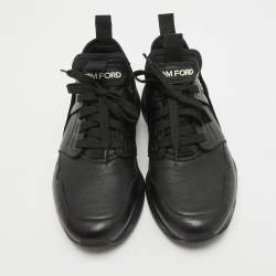 Tom Ford Black Leather and Neoprene Jago Lace Up  Sneakers Size 41