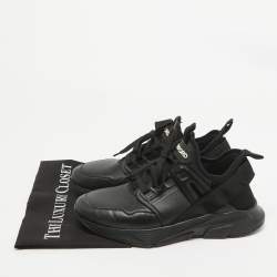 Tom Ford Black Leather and Neoprene Jago Lace Up  Sneakers Size 41