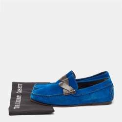 Tom Ford Blue/Brown Leather and Suede Loafers Size 42
