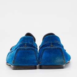 Tom Ford Blue/Brown Leather and Suede Loafers Size 42