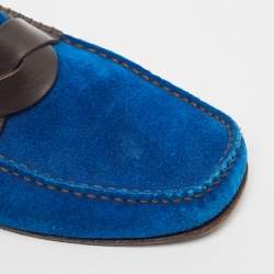 Tom Ford Blue/Brown Leather and Suede Loafers Size 42